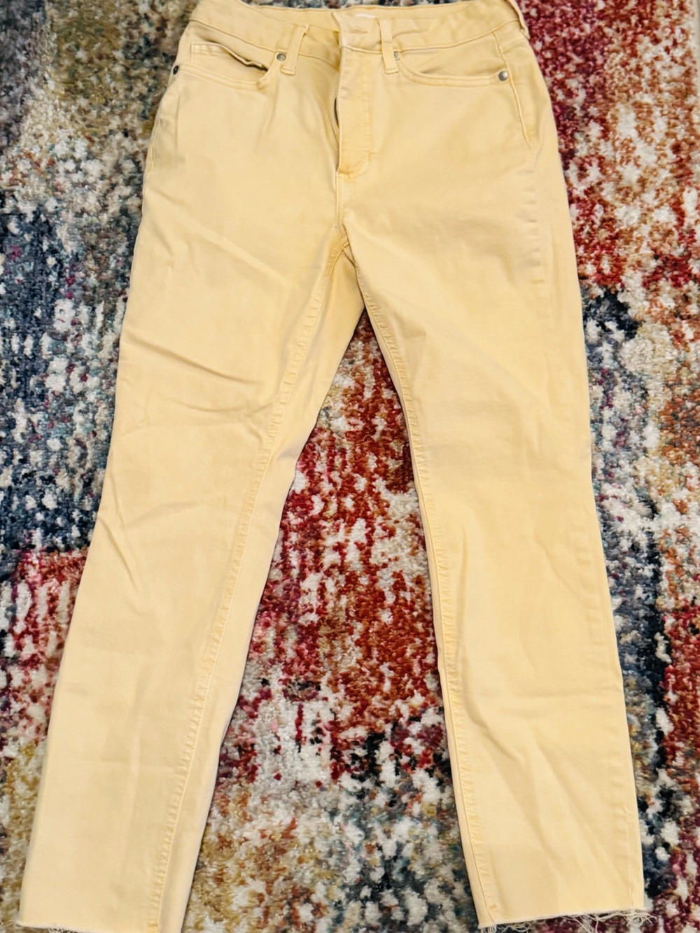 Women’s Slim Straight Jeans or roll up as Capris in Light Yellow